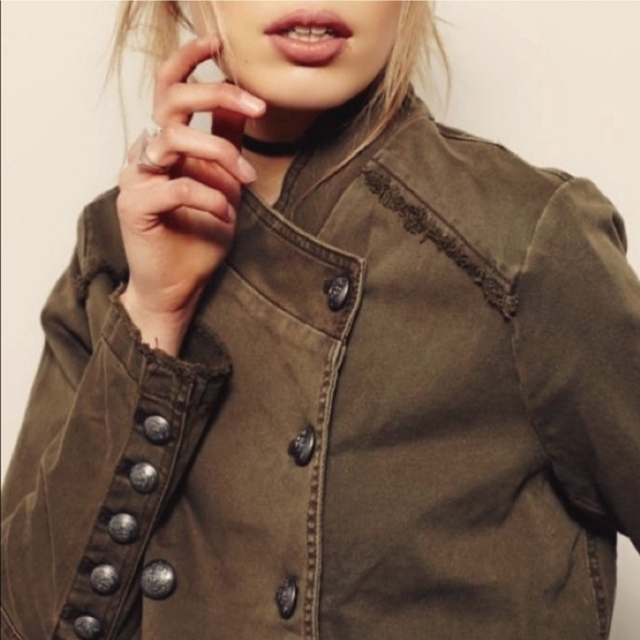 Free People Olive Green Military Bomber Jacket Size XS - Picture 2 of 10